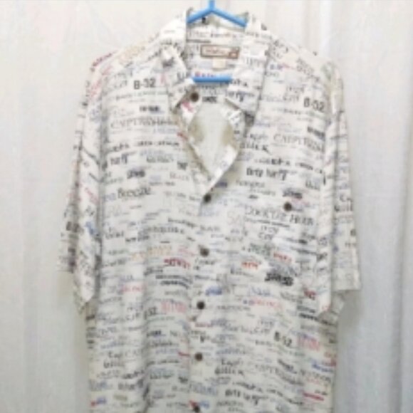 Bohio By JMP Mens Silk Short Sleeve Button Front Collared Shirt sz L pre-owned - Picture 1 of 3